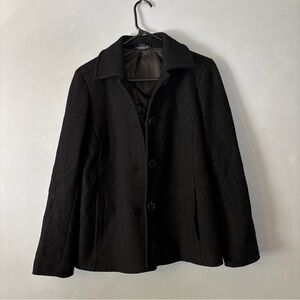 Lands' End Classic Black Wool Blend Women's Size 4 Pea Coat